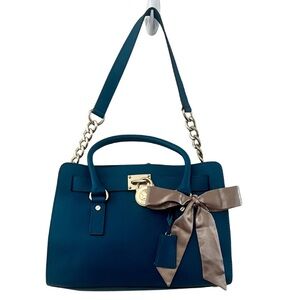 Michael Kors Hamilton Traveler Messenger - Peacock Teal Saffiano EUC Rare Color